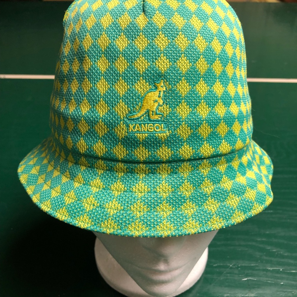 Kangol Kids Mini Argyle Casual Bucket Hat Medium 7035KK Green Yellow